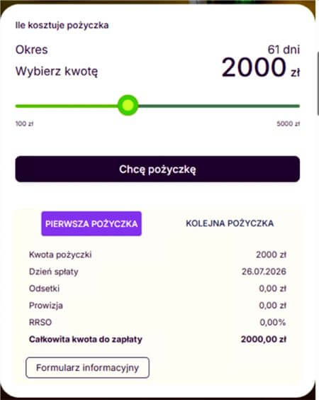 Darmowa oferta w ViviGo (2000 zł na 61 dni) - weryfikacja Pozyczki-24.pl