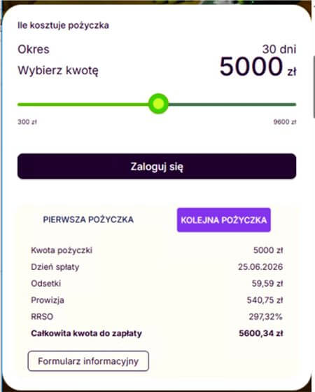 Zrzut ekranu z oferty ViviGo: koszt standardowej oferty