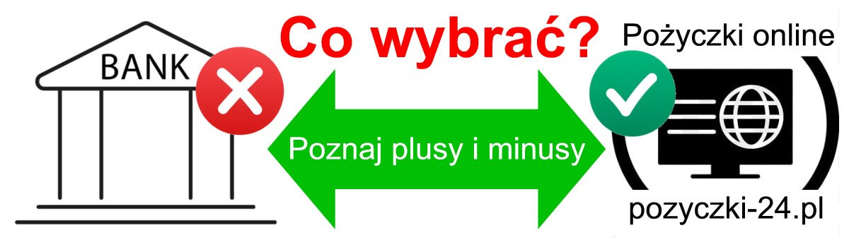 Infografika porównania pożyczki na raty i kredytu - zalety i wady