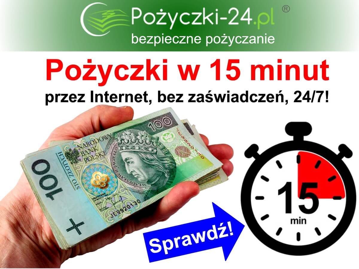 Pożyczki w 15 minut przez Internet dostępne 24/7