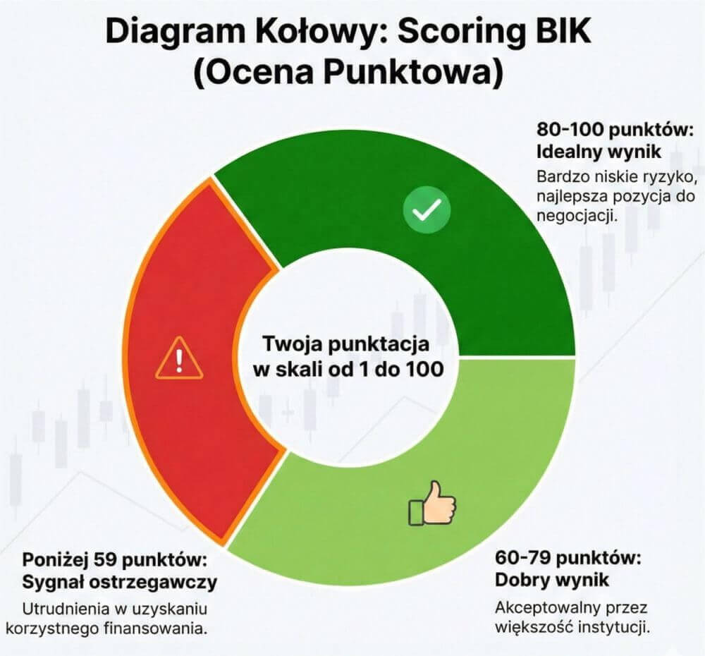Scoring BIK: punktacja wiarygodności od 1 do 100 (diagram kołowy)