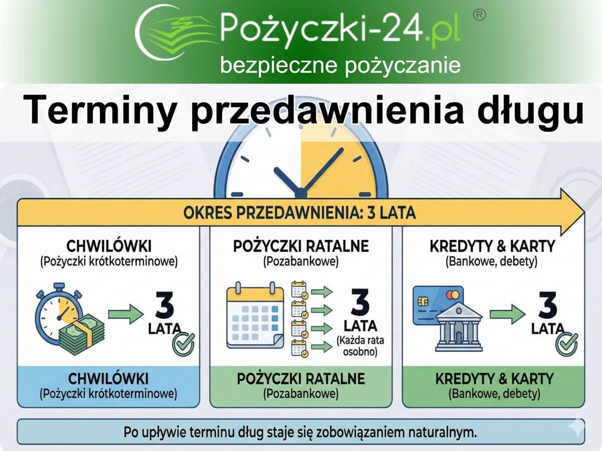 Terminy przedawnienia długu: chwilówek, pożyczek na raty, kredytów bankowy i kart kredytowych